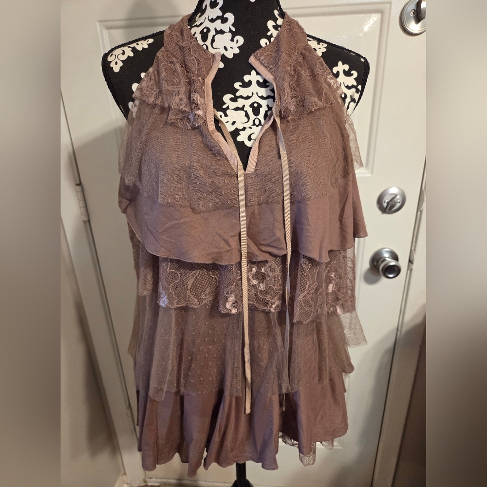 LOFT Brown Lace Halter Top